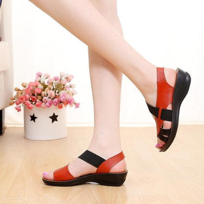 Leather Women Sandals Soft Bottom Mother Sandals