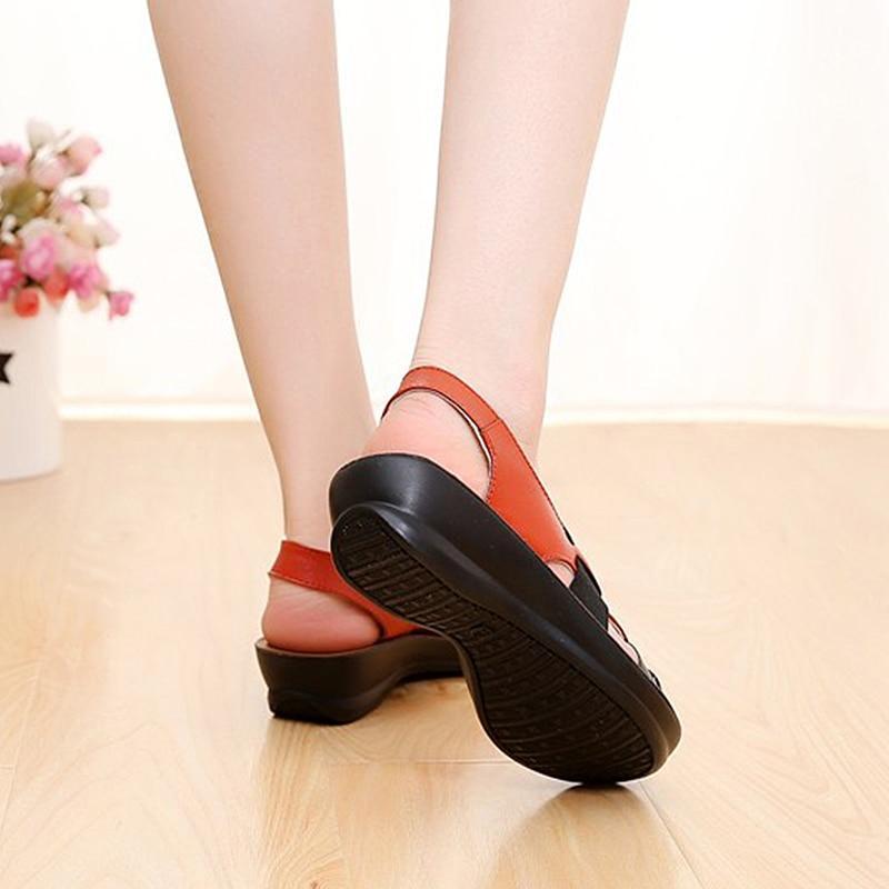 Leather Women Sandals Soft Bottom Mother Sandals