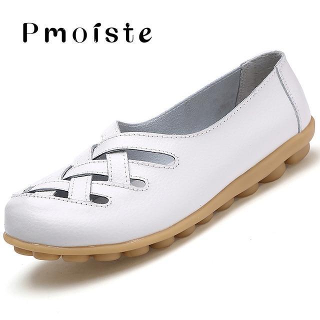 Loafers genuine leather flat women shoes
