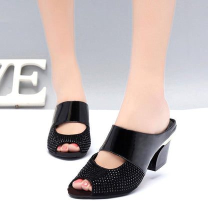 Fashion Women Leather Sandals Sexy Peep Toe Cut Out High Heels
