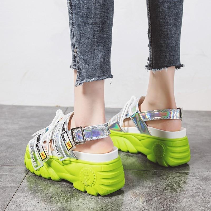 Women Sandals Thick Bottom Wedge Platform Sandals Ladies Ankle Strap Open Toe Shoes