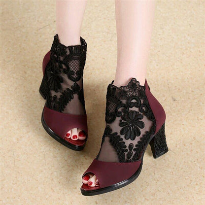 Lucyever Women Sandals Square High Heel  Shoes