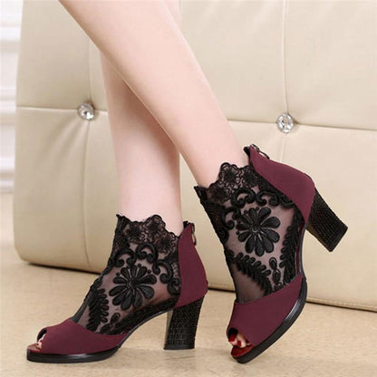 Lucyever Women Sandals Square High Heel  Shoes