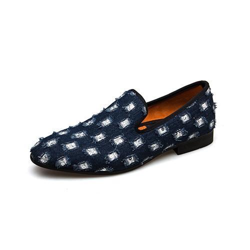 Mens Loafers Luxury Shoes With Denim And Metal Sequins