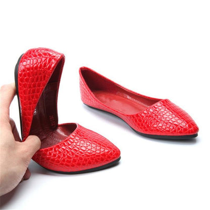 plus size shoes 46 red black pointed toe flats soft slip-on  new arrival american shoes