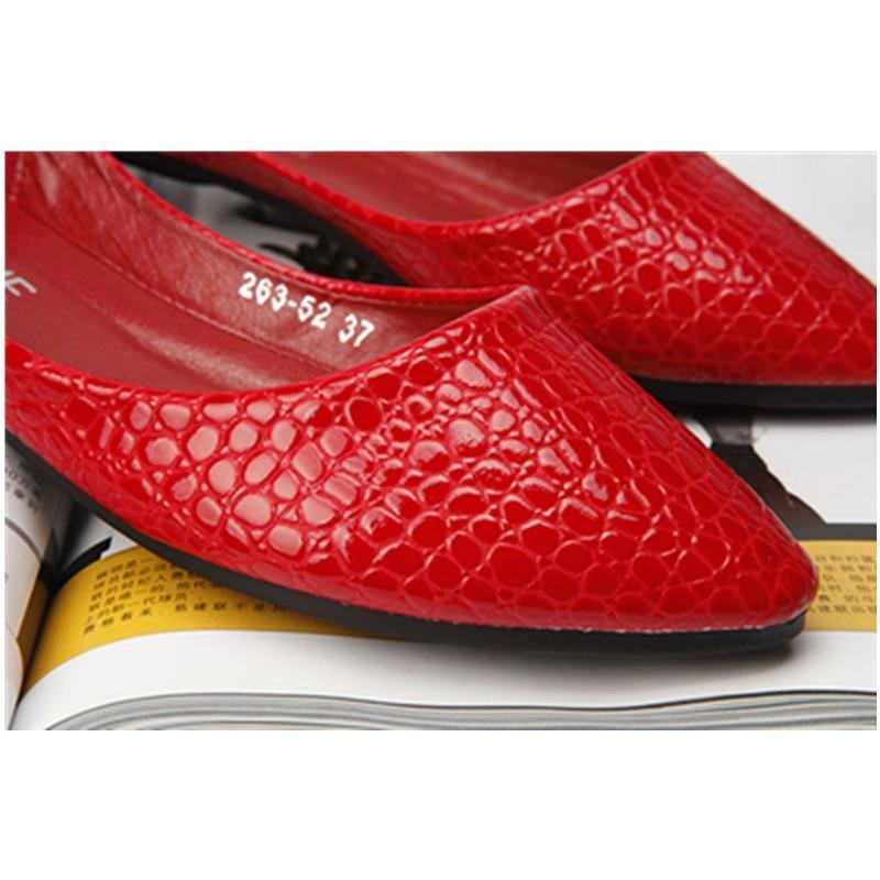 plus size shoes 46 red black pointed toe flats soft slip-on  new arrival american shoes