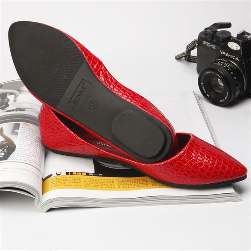 plus size shoes 46 red black pointed toe flats soft slip-on  new arrival american shoes
