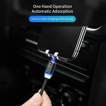 Magnetic Cable 1m Nylon Braided Mobile LED Type C Micro USB C Magnet Charger Cable For Apple iPhone X 7 8 6 10 Xs Max XR Samsung