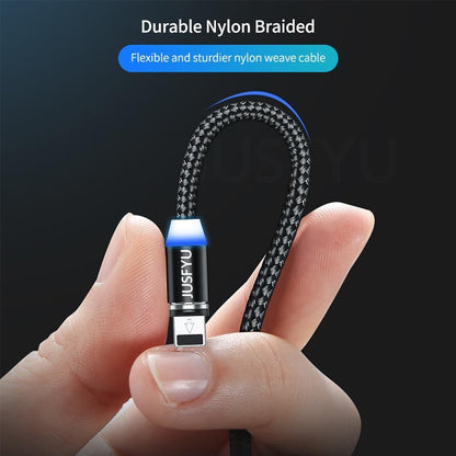 Magnetic Cable 1m Nylon Braided Mobile LED Type C Micro USB C Magnet Charger Cable For Apple iPhone X 7 8 6 10 Xs Max XR Samsung