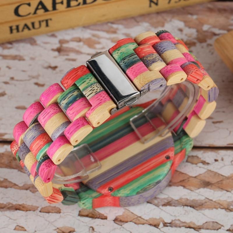 Men Women Fashion Colorful Wood Bamboo Watch Quartz Analog Handmade Full Wooden Bracelet Luxury Wristwatches  Gifts for Lovers