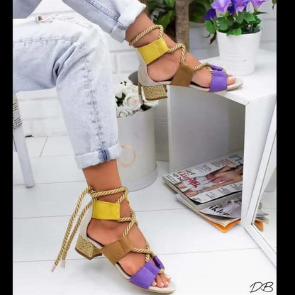 Espadrilles Women Sandals Heel Pointed Fish Mouth Gladiator Sandals