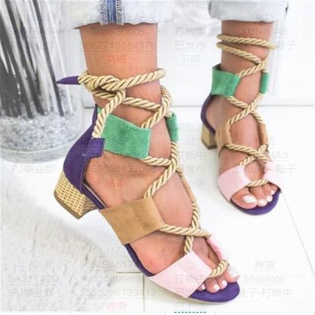 Espadrilles Women Sandals Heel Pointed Fish Mouth Gladiator Sandals