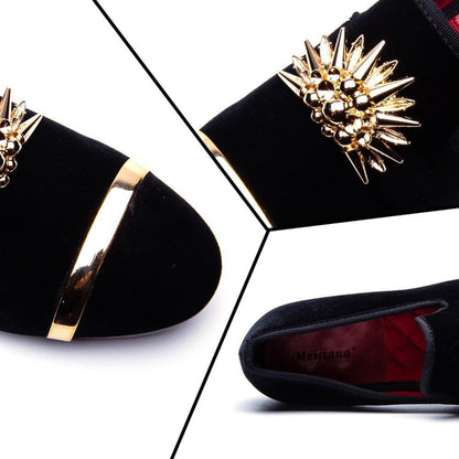 New Fashion Gold Top and Metal Toe Men Velvet Dress shoes