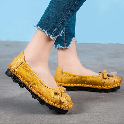 New Women Flats Genuine Leather Shoes Women Casual Shoes Retro Flower Flat Women Shoes