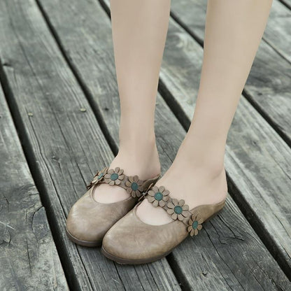 New Women Shoes Woman Leather Flat Shoes Fashion  flowers Loafers