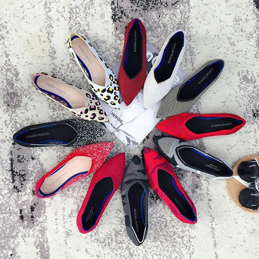 New Women's Casual flats bailarinas luxury Brand Shallow Mouth Pointed Ballet Female Boat Shoes