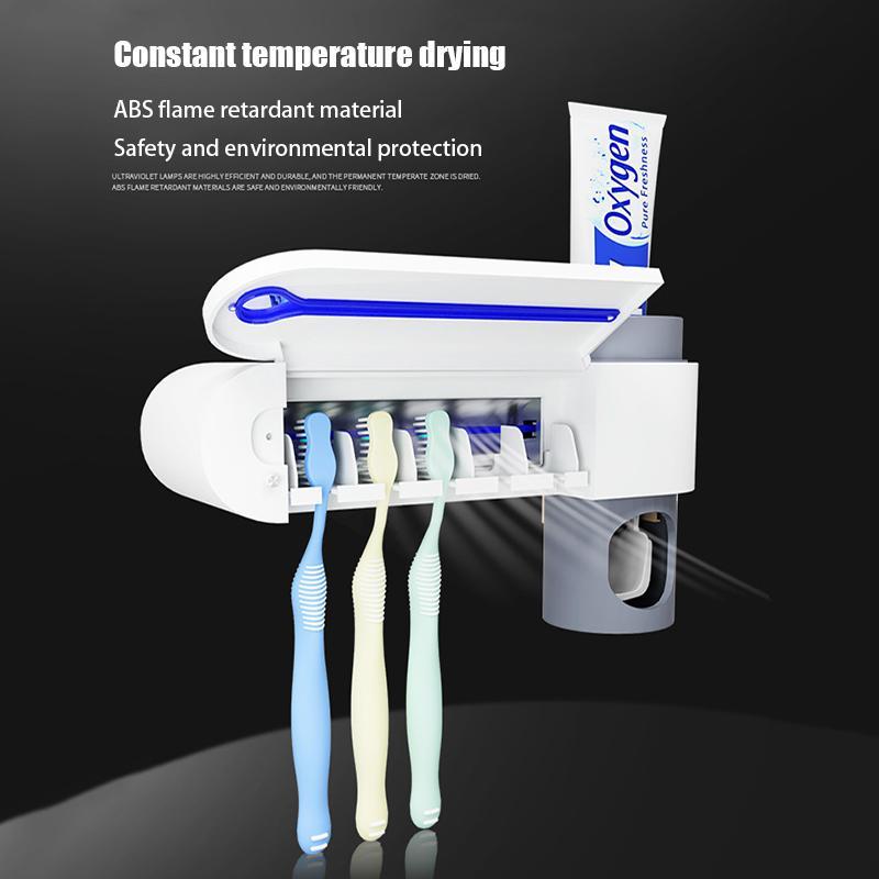 Antibacteria UV Toothbrush Holder Automatic Toothpaste Dispenser Sterilize Home Cleaner Sterilize Bathroom Accessories Set