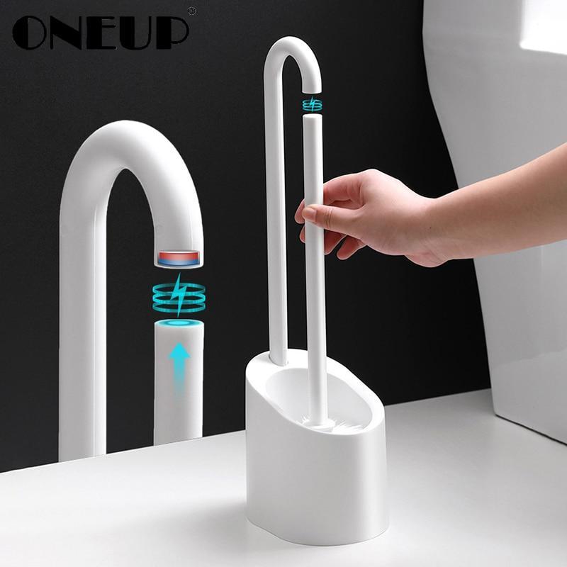 Bathroom Magnetic Cleaning Brush PP Plastic Bathroom Accessories Set Home Long Handle Shower Room Portable Toilet Brush