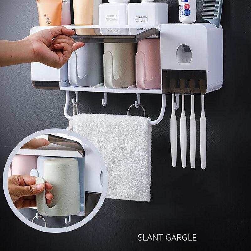 toothbrush holder toothpaste squeezer dispenser bathroom accessories sets 5 pcs bathroom storage box case household items