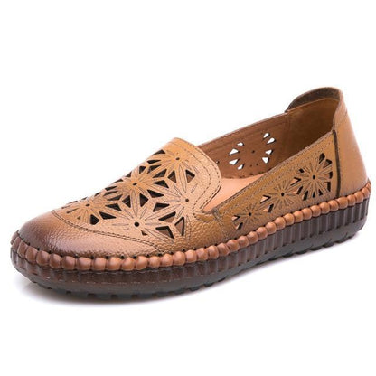 Fit Wide Foot Handmade Genuine Leather Flat Shoes