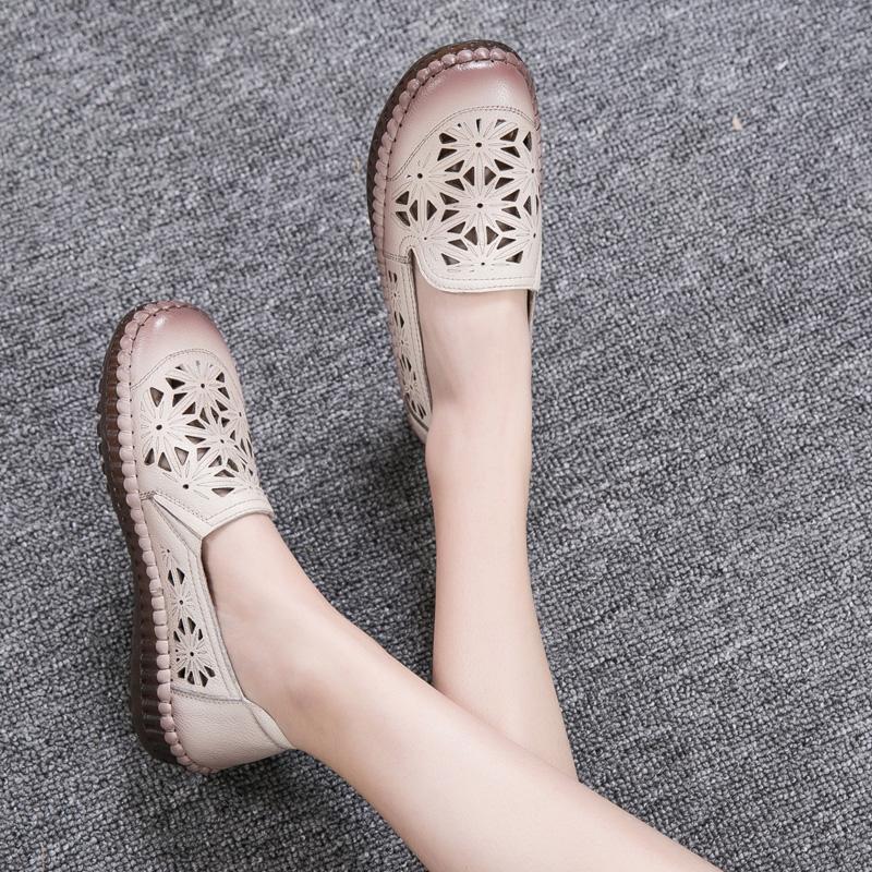 Fit Wide Foot Handmade Genuine Leather Flat Shoes