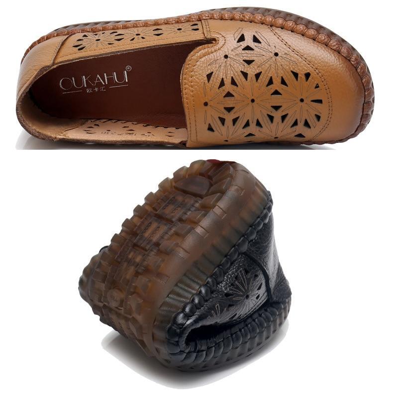 Fit Wide Foot Handmade Genuine Leather Flat Shoes