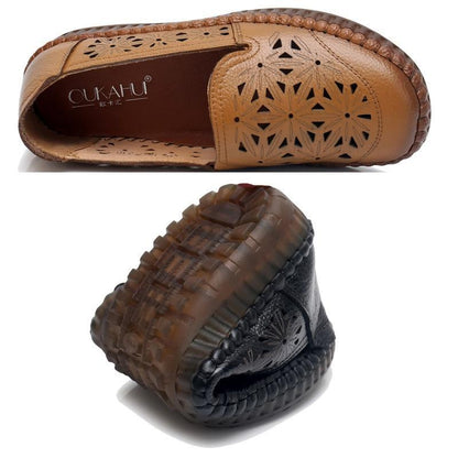 Fit Wide Foot Handmade Genuine Leather Flat Shoes