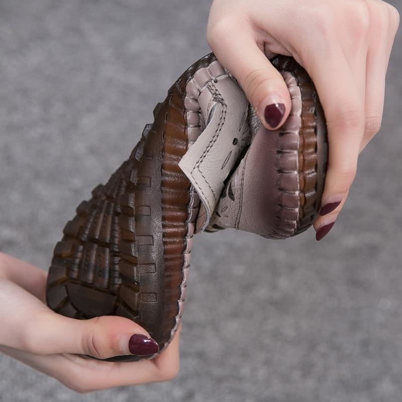 Fit Wide Foot Handmade Genuine Leather Flat Shoes