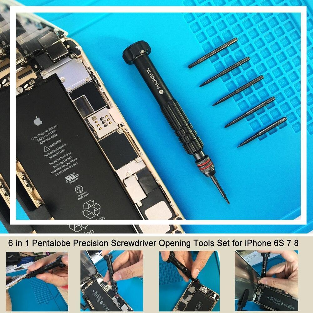 6 in 1 Customized Magnetic Screwdriver Kit Professional Hand Tools Set for iPhone 6 6S 7 7P 8 Opening Repair