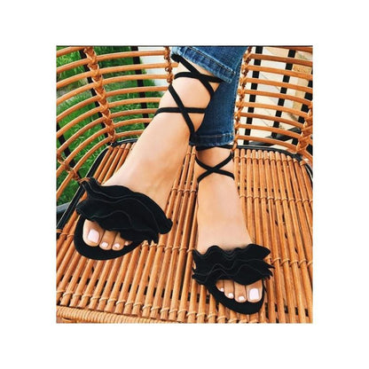 Plus Size Women's Sandal Ruffles Shoes Woman Cross Bandage Sandals