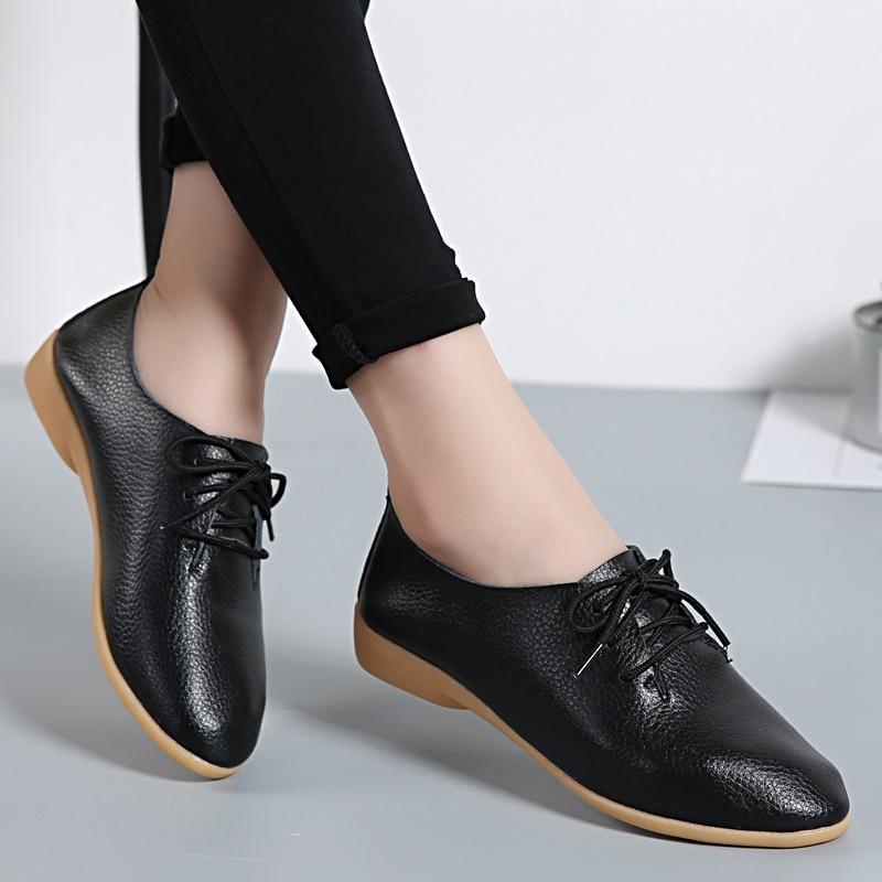 Plus size Loafers Women Shoes Lace up Moccasins Soft Female Ladies Shoes