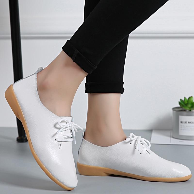 Plus size Loafers Women Shoes Lace up Moccasins Soft Female Ladies Shoes