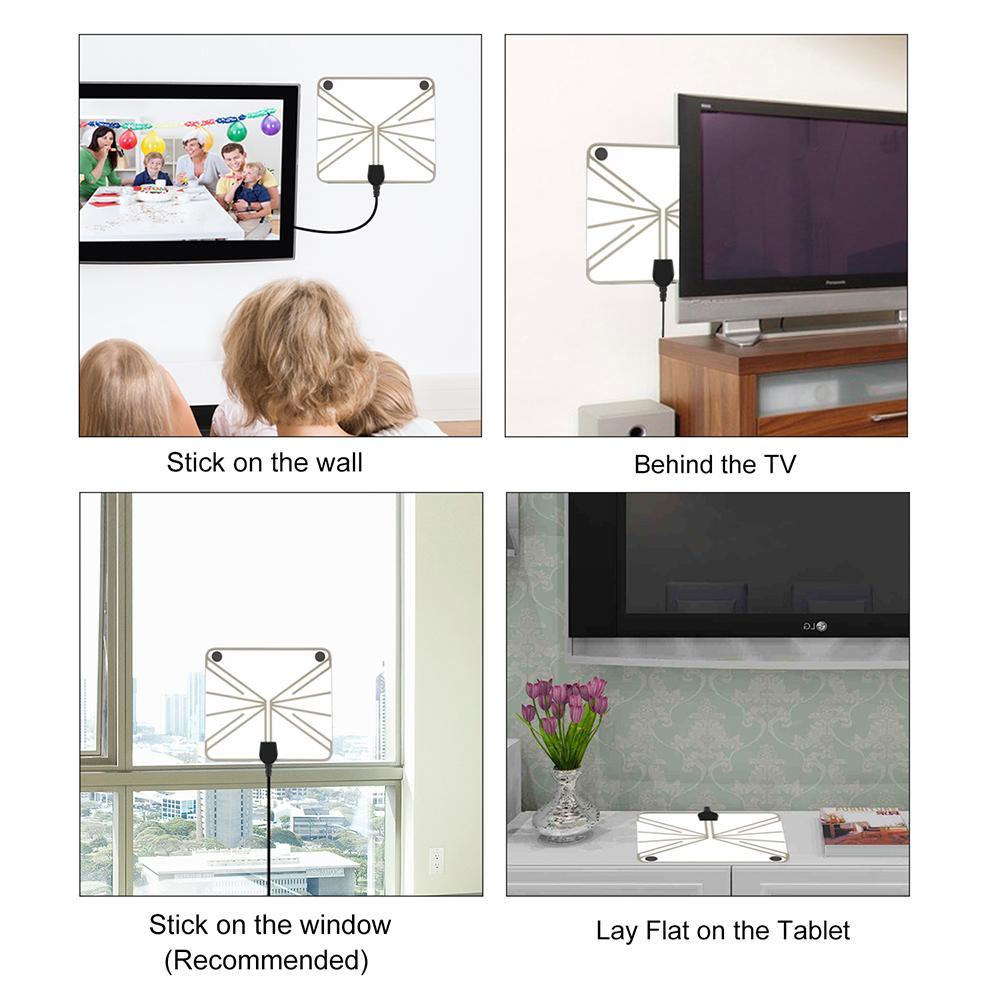 White HDTV Antenna - With Signal Amplifier Booster 1080P 80Mile Range