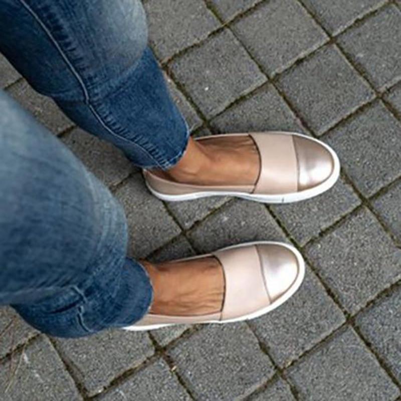 Women Leather Loafers slip-on ballet flats white black Shoes