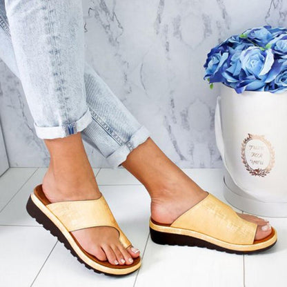 Women slippers Flat Sole Casual Soft Big Toe Foot  Sandal