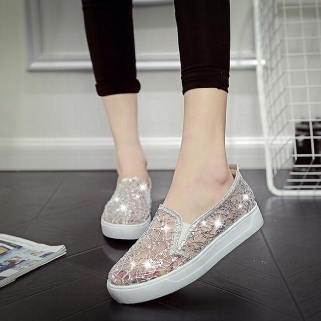 Rhinestones Women Flats Casual Cut Outs Shoes