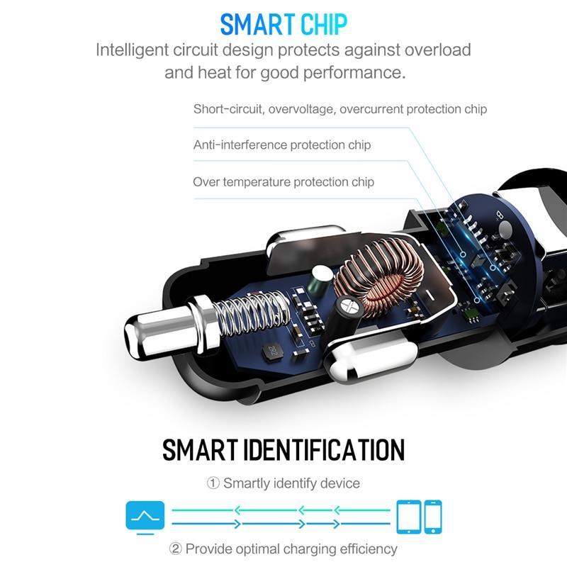 5V 3.4A Metal Dual USB Car Charger Digital Display For iPhone X 8 XS MAX 7 Xiaomi Samsung Fast Charging Voltage Monitoring