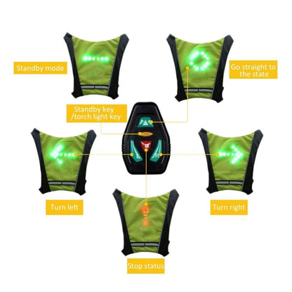 Turn Signal Cycling Reflective Safety LED Vest Cyclist Outdoor Waterproof