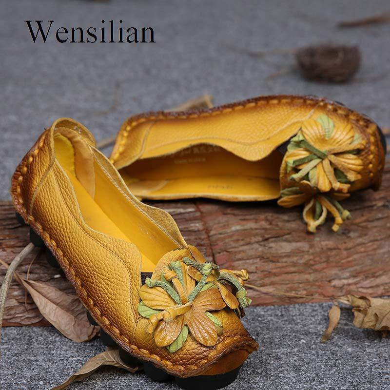 Retro Flat Shoes Women Loafers Slip on Leather Shoes