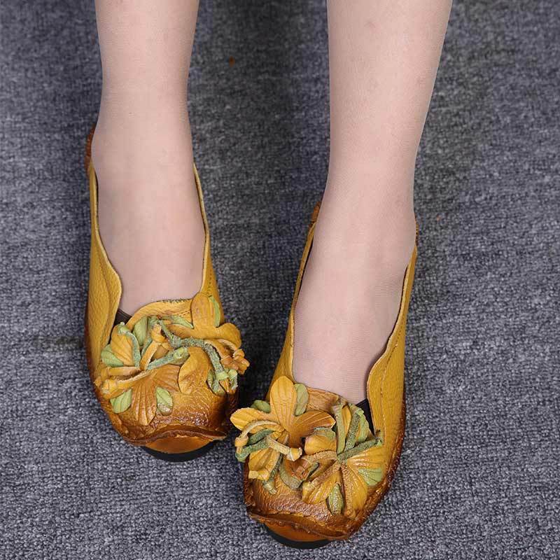 Retro Flat Shoes Women Loafers Slip on Leather Shoes