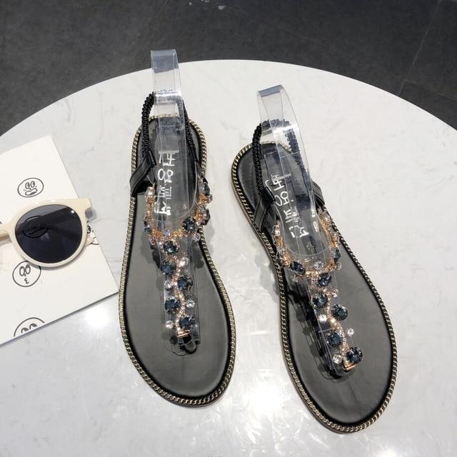 Rhinestone Sandals Women Sandals Fashion Shoes Women Rome Gladiator Casual flats Sandals