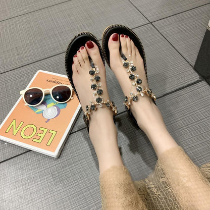 Rhinestone Sandals Women Sandals Fashion Shoes Women Rome Gladiator Casual flats Sandals