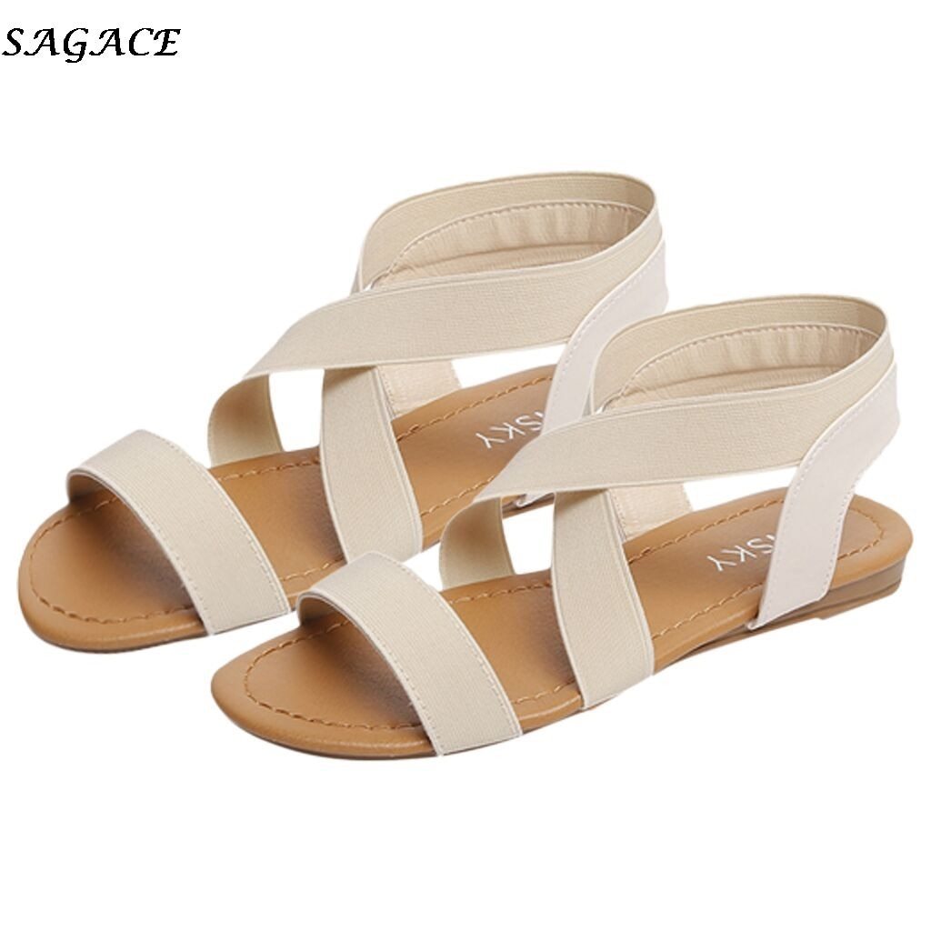 Women's sandals Women  New  Fashion Rome Cross Strap Flats Sandals