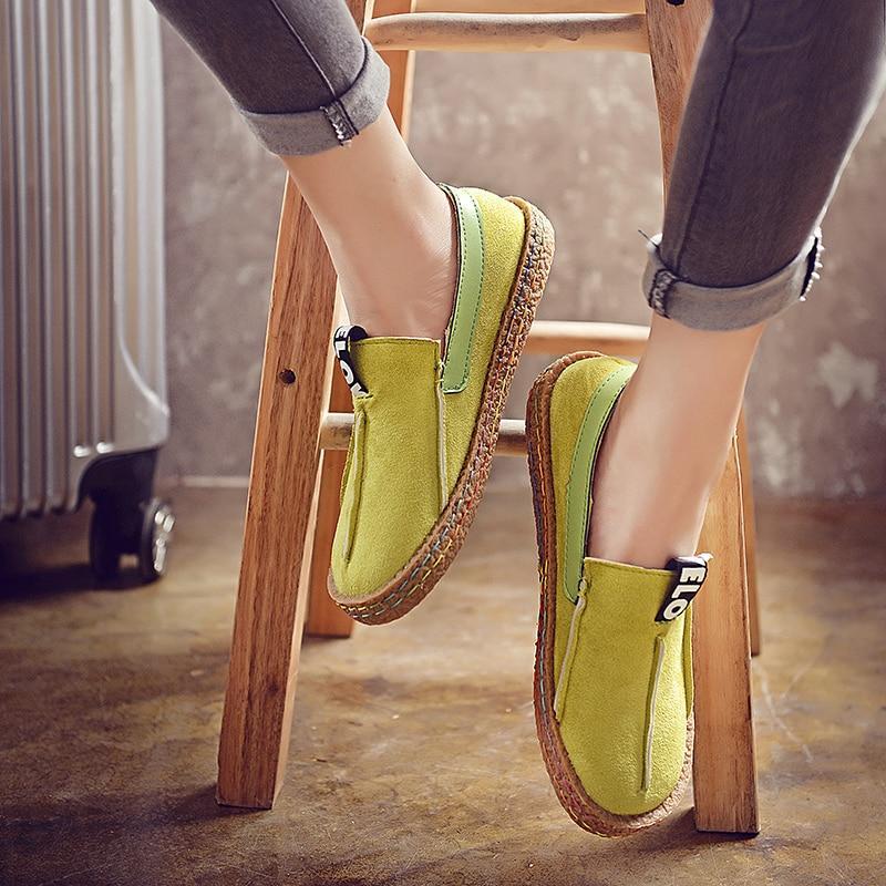 Women Loafers Shoes Round Toe Casual Pattern Lady Flats Wide Shallow Slip-on Shoes