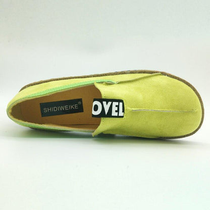 Women Loafers Shoes Round Toe Casual Pattern Lady Flats Wide Shallow Slip-on Shoes