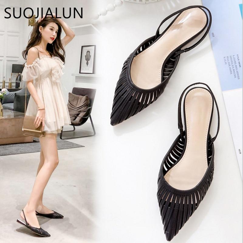 New Women Flat Sandals Brand Design Pointed Toe Slip On Sandal