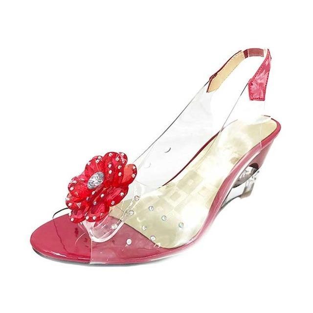 Fashion  Rhinestone Flower wedge High Heels Casual Jelly Shoes