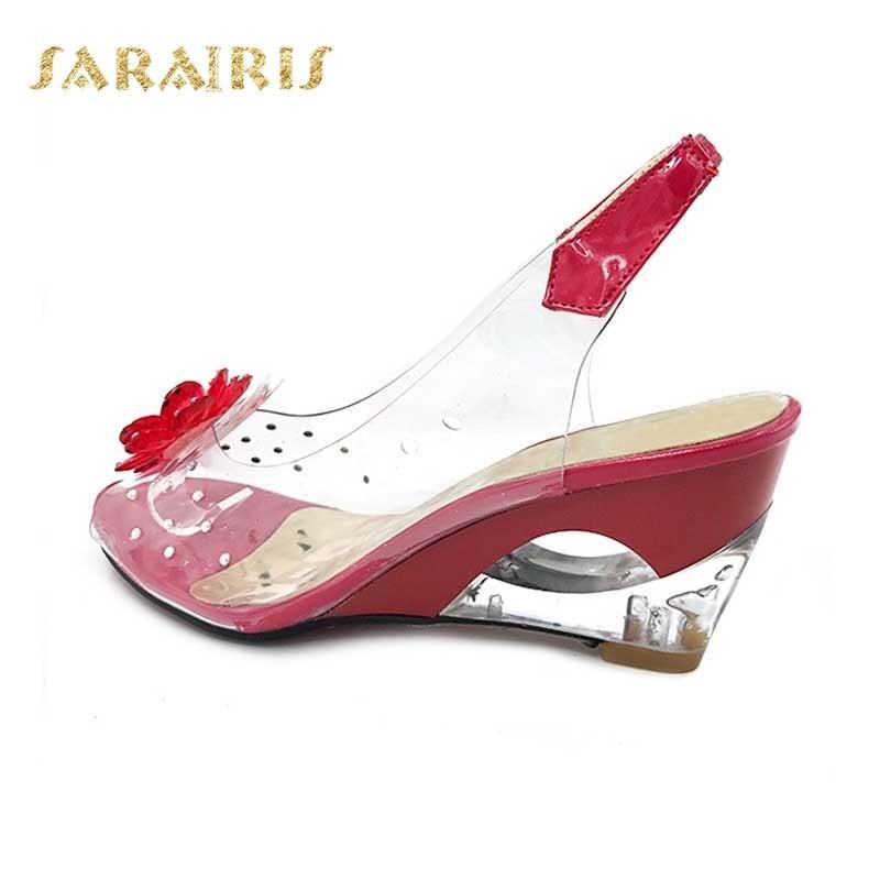 Fashion  Rhinestone Flower wedge High Heels Casual Jelly Shoes