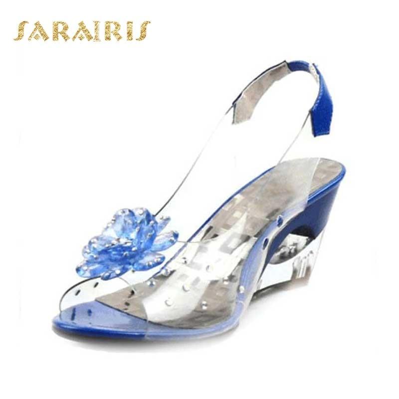 Fashion  Rhinestone Flower wedge High Heels Casual Jelly Shoes
