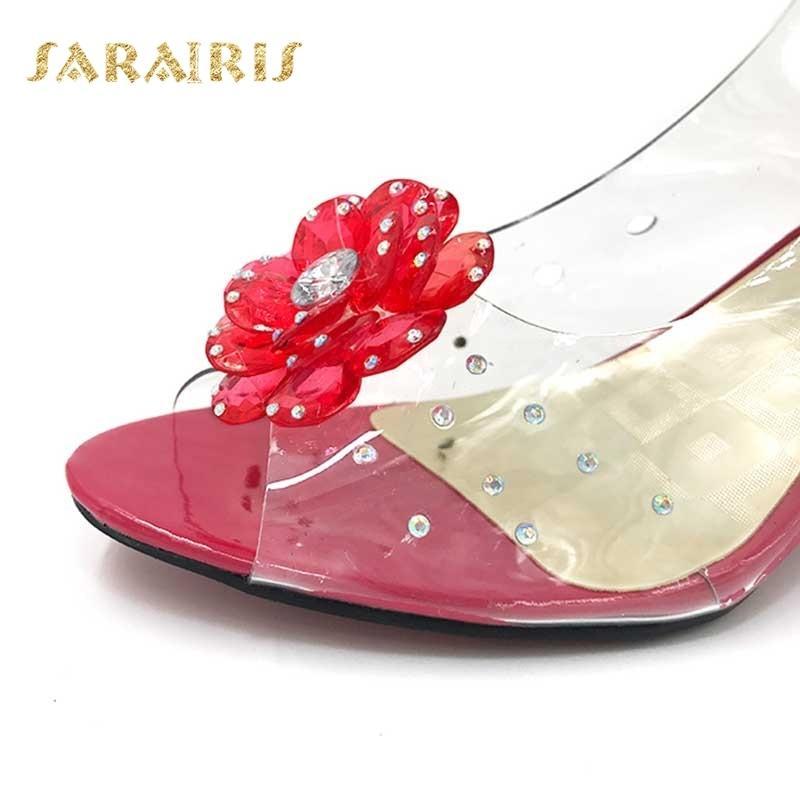 large size 30-43 Fashion  Rhinestone Flower wedge High Heels Casual Jelly Shoes